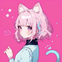 girl, cat ears, pink background