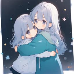 cute girl hugging another girl