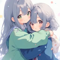 cute girl hugging another girl