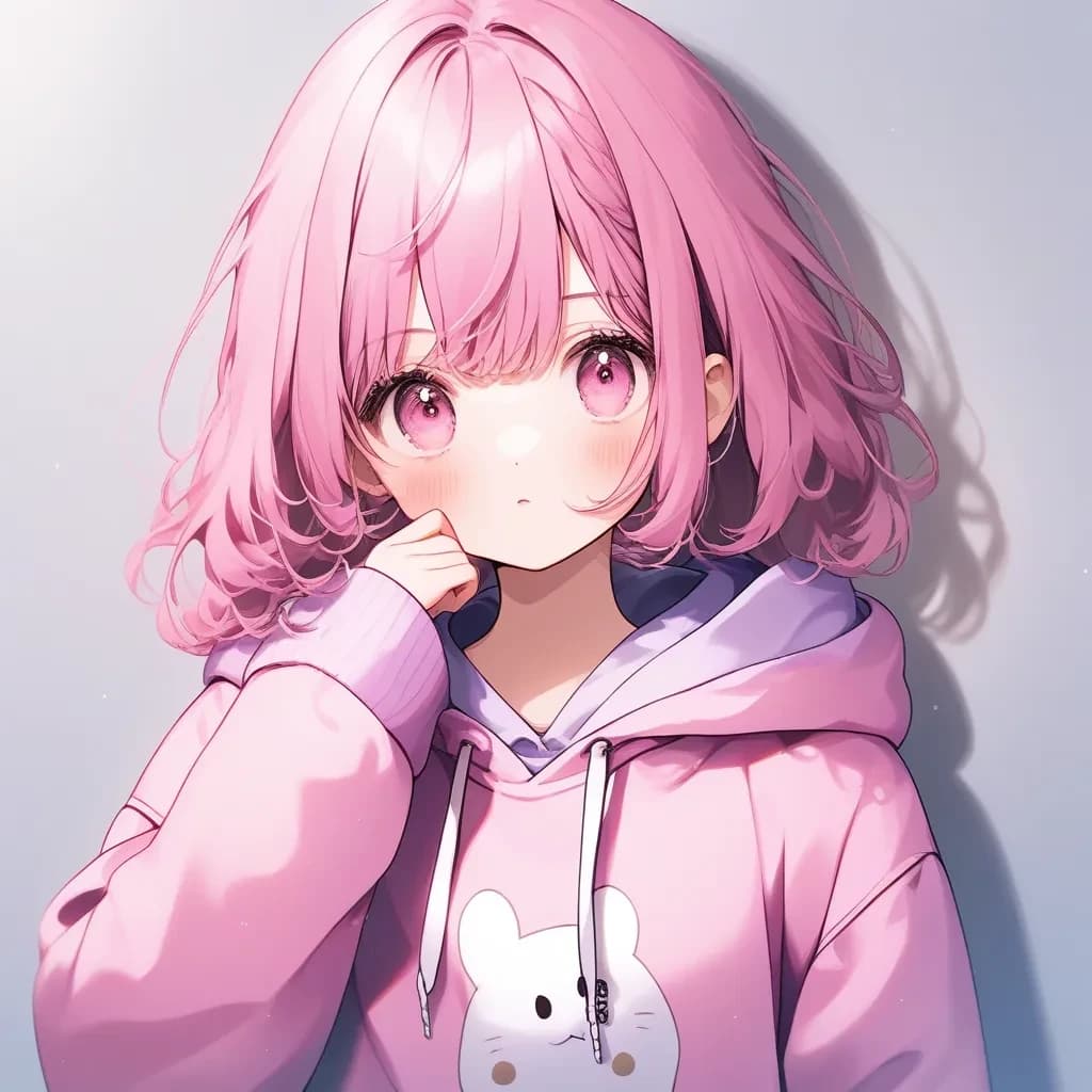 cute girl in pink hoodie